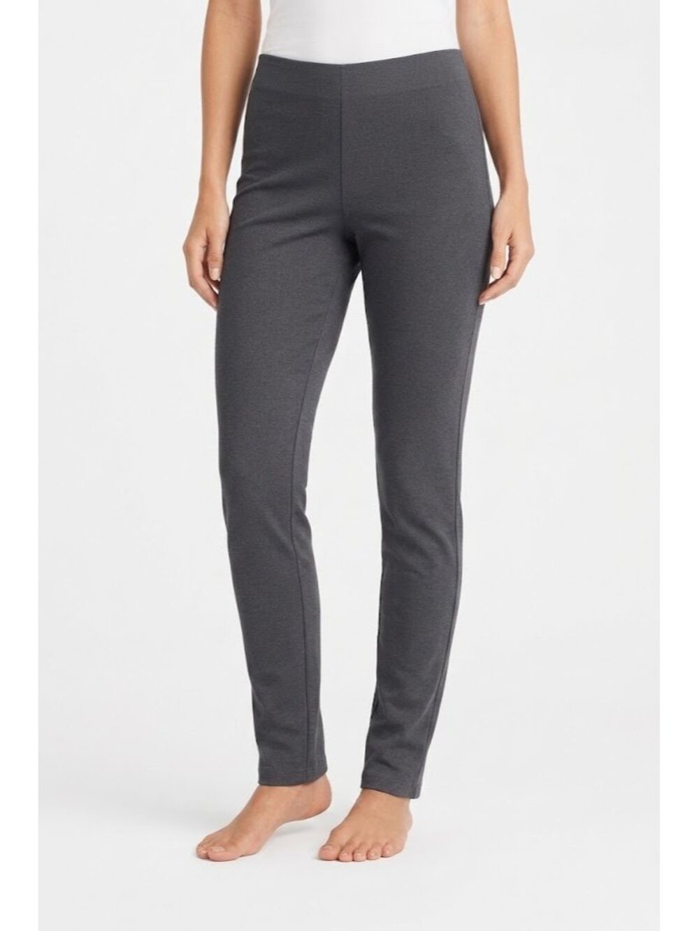 NWT Eileen Fisher Skinny Pant in Charcoal Heavyweight Rayon Knit Ponte Pull-on S